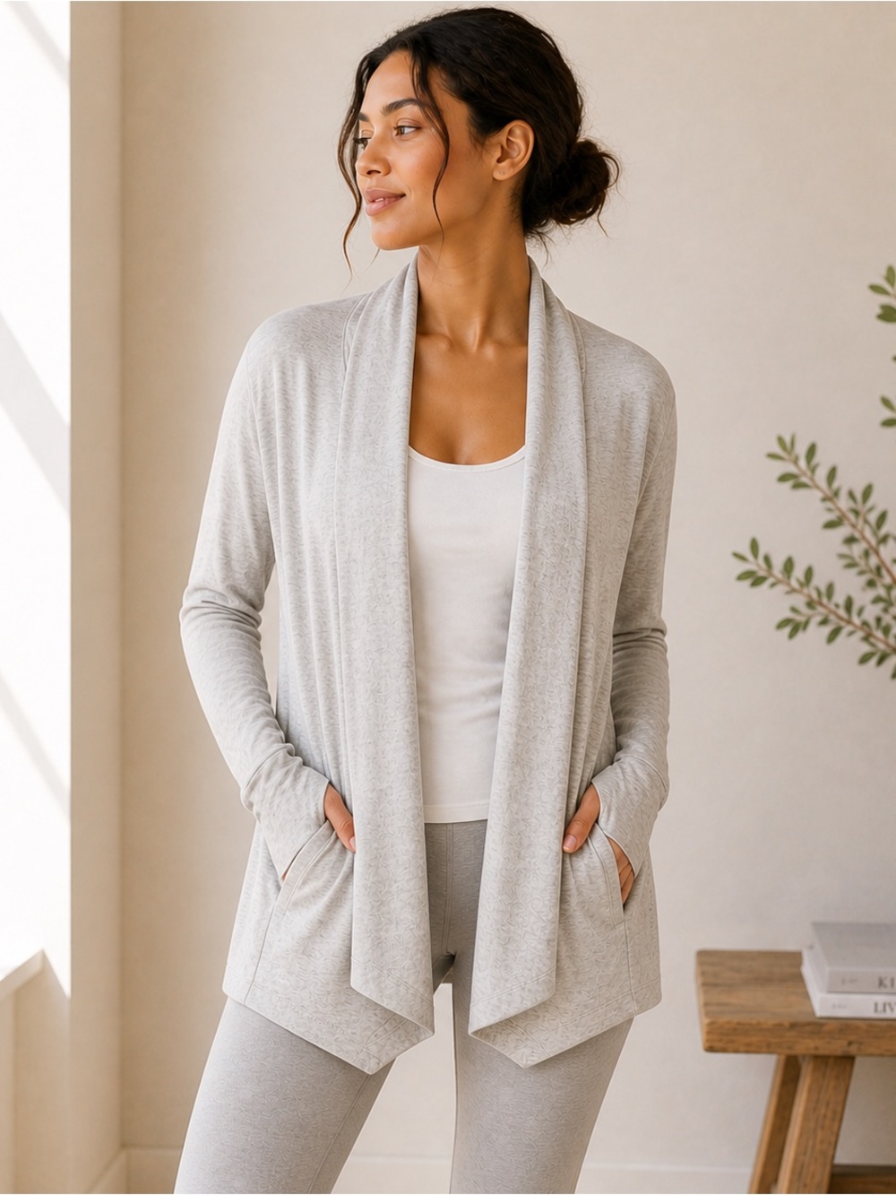 Athleta Pranayama Restore Wrap XS Light Grey | Nirvana Fabric Luxe Soft Layer